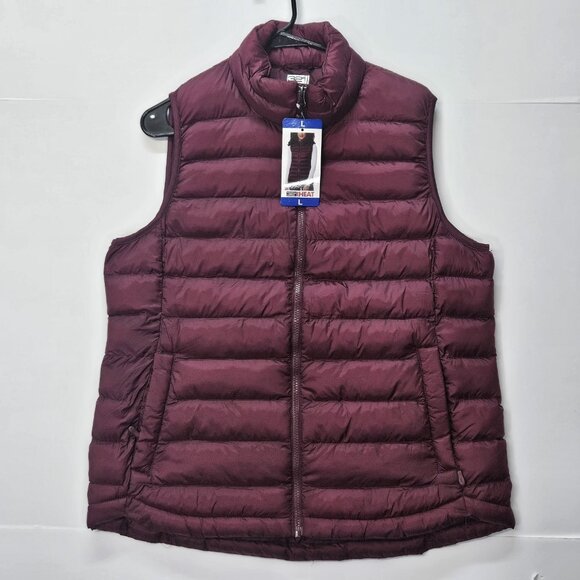 32 Degrees Heat Puffer Vest Womens SIZE L Purple/Burgundy Zip Pockets Full Zip - Picture 1 of 10
